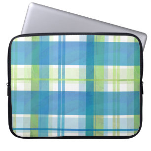 Protection Pour Ordinateur Portable Madras Plaid Green et Blue
