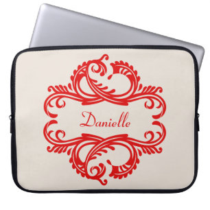Protection Pour Ordinateur Portable Manche de bureau Red Chic Damask