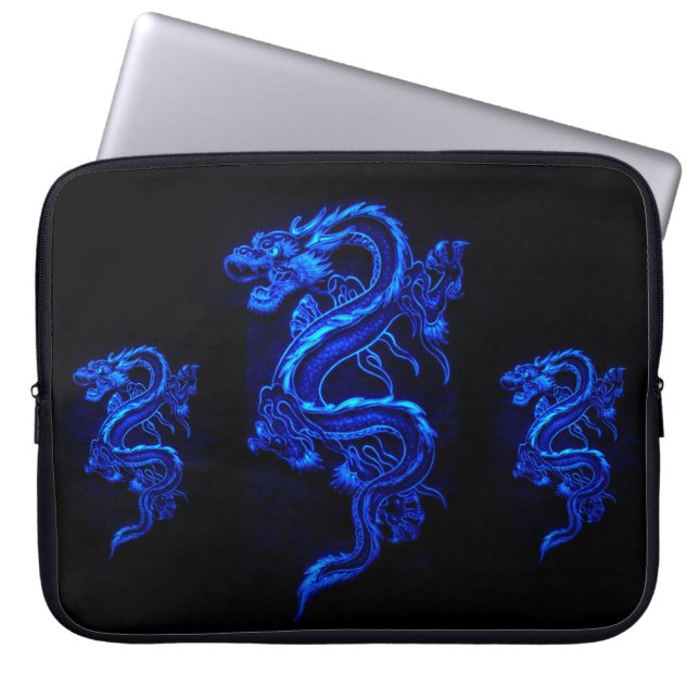 Protection Pour Ordinateur Portable Manche d'ordinateur portable asiatique Blue Dragon (Devant)