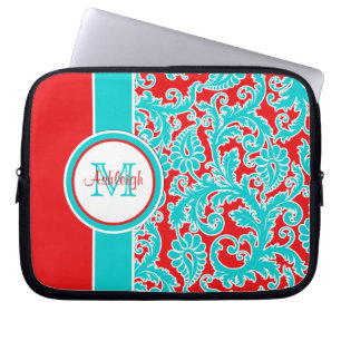 Protection Pour Ordinateur Portable Manche d'ordinateur portable Damask 10 pouces bleu
