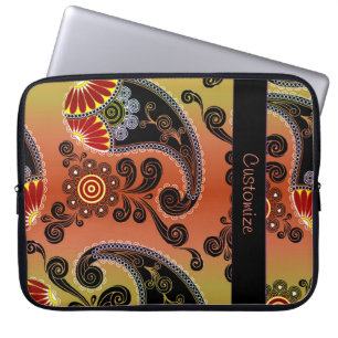 Protection Pour Ordinateur Portable Manche Motif Golden Orange Paisley