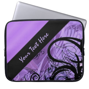 Protection Pour Ordinateur Portable Manche Motif violet et noir personnalisé