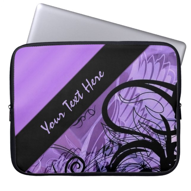Protection Pour Ordinateur Portable Manche Motif violet et noir personnalisé (Devant)