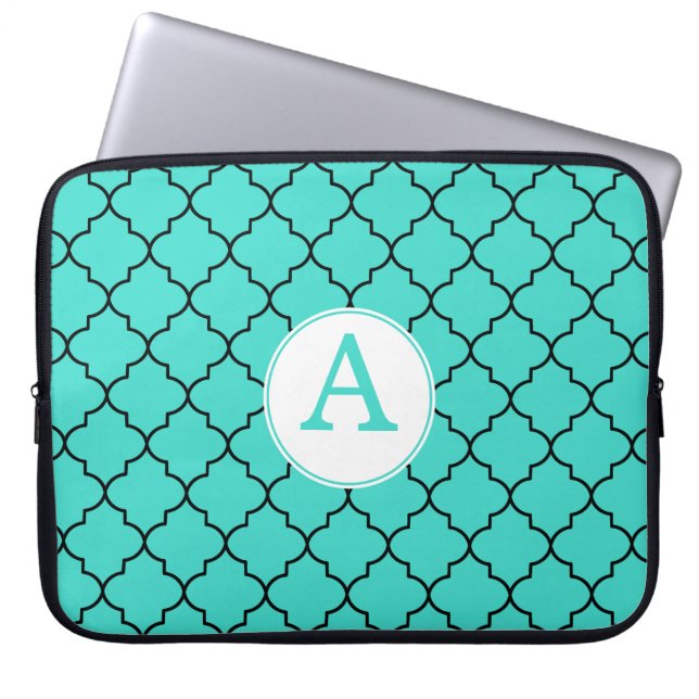 Protection Pour Ordinateur Portable Manche pour ordinateur portable Turquoise Monogram (Devant)
