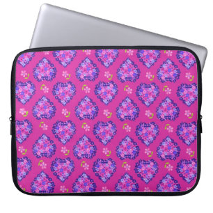 Protection Pour Ordinateur Portable Manches, Coeurs et Fleurs sur Magenta