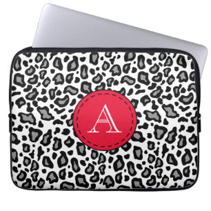 Protection Pour Ordinateur Portable Manches d'ordinateur portable Léopard Blanc monogr