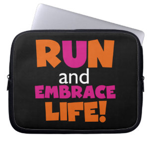 Protection Pour Ordinateur Portable Marathon de course de course de texte rose orange