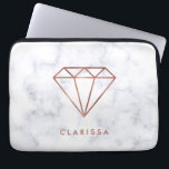 Protection Pour Ordinateur Portable marbre rose de blanc de diamant d'or de faux clair<br><div class="desc">Conception moderne et à la mode comportant le diamant rose d'or de faux et le marbre blanc.</div>