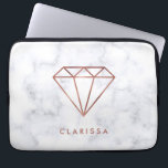 Protection Pour Ordinateur Portable marbre rose de blanc de diamant d'or de faux clair<br><div class="desc">Conception moderne et à la mode comportant le diamant rose d'or de faux et le marbre blanc.</div>