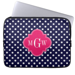 Protection Pour Ordinateur Portable Marine What Polka Dot Raspberry Quatrefoil 3 Monog
