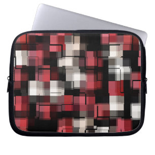 Protection Pour Ordinateur Portable Maroon noir blanc Abstrait Plaid