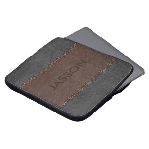 Protection Pour Ordinateur Portable Masculine Cuir Brown Et Gris