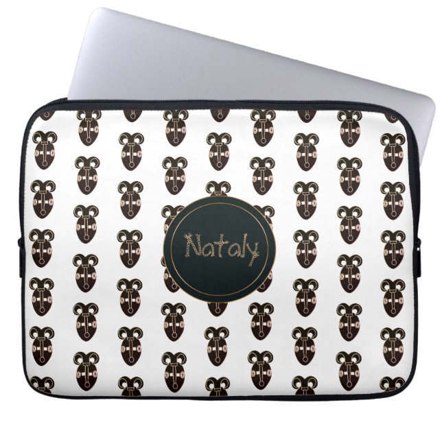 Protection Pour Ordinateur Portable masque tribal africain ethnique. monogramme. nom (Devant)