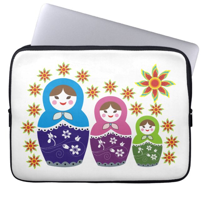 Protection Pour Ordinateur Portable Matryoshka Poupées russes & tournesols personnalis (Devant)