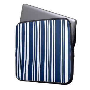Protection Pour Ordinateur Portable Mélange d'Indigo et de bandes blanches