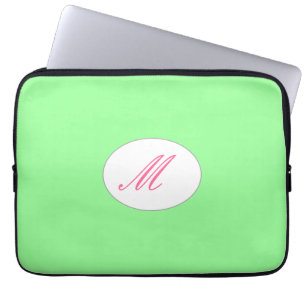 Protection Pour Ordinateur Portable Menthe décorée d'un monogramme
