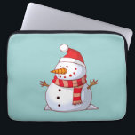 Protection Pour Ordinateur Portable Mignonne bonhomme de neige de Noël<br><div class="desc">Un mignon bonhomme de neige de Noël qui est un peu bavard et joyeux portant un foulard rayé et un casquette de Noël rouge. Festif et amusant.</div>