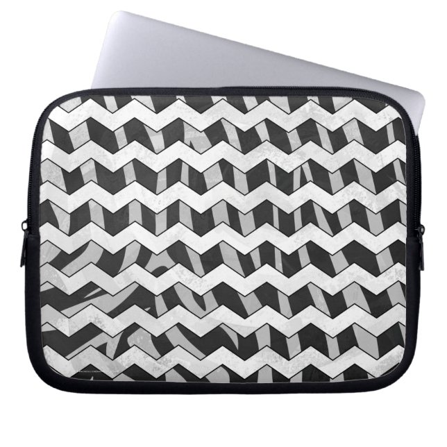Protection Pour Ordinateur Portable Modèle Chevron noir et gris Zebra (Devant)