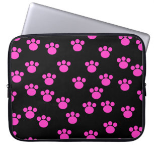 Protection Pour Ordinateur Portable Modèle rose et noir lumineux d'empreinte de patte