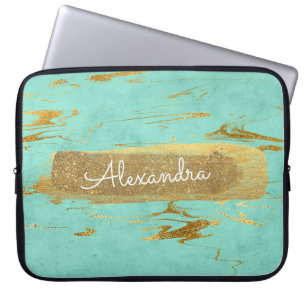Protection Pour Ordinateur Portable Monnaie et marbre avec huile or et Parties scintil