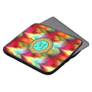 Protection Pour Ordinateur Portable Monogramme arc-en-ciel funky et vibrant