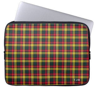 Protection Pour Ordinateur Portable Monogramme coloré de plaid de tartan de Buchanan