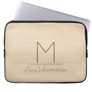 Protection Pour Ordinateur Portable Monogramme de texture du grain de bois
