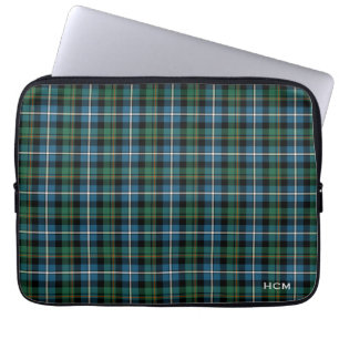 Protection Pour Ordinateur Portable Monogramme écossais de plaid de tartan de chasse