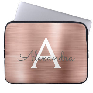 Protection Pour Ordinateur Portable Monogramme en acier inoxydable rose Rose Rose Rose