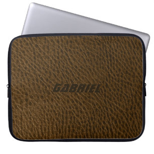 Protection Pour Ordinateur Portable Monogramme en cuir Brown Faux Worn-Out