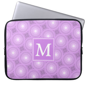 Protection Pour Ordinateur Portable Monogramme lilas cercles pourpres motif