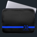 Protection Pour Ordinateur Portable Monogramme mince de coutume de Blue Line<br><div class="desc">Une ligne bleue mince indicative de la profession chargée de faire respecter la loi. Cet article comporte un monogramme fait sur commande avec votre nom ou votre nom de destinataires de cadeau sous lui.</div>