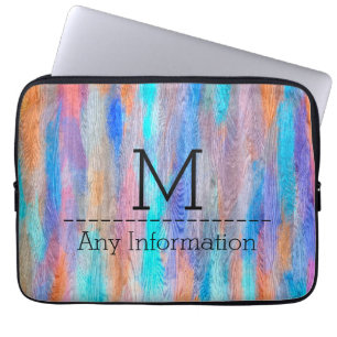 Protection Pour Ordinateur Portable Monogramme Moderne Coloré en Grain de Bois #8