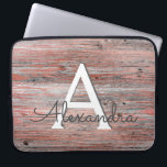Protection Pour Ordinateur Portable Monogramme or rose et bois rustique & initial<br><div class="desc">Faux Rose Gold Foil et rustique Country Wood Monogramme & Coque initial. Ce coque peut être customisé pour inclure votre nom initial et prénom.</div>