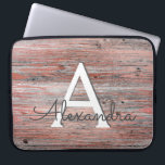 Protection Pour Ordinateur Portable Monogramme or rose et bois rustique & initial<br><div class="desc">Faux Rose Gold Foil et rustique Country Wood Monogramme & Coque initial. Ce coque peut être customisé pour inclure votre nom initial et prénom.</div>