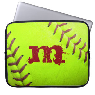 Protection Pour Ordinateur Portable Monogramme rapide jaune 15" de Pitc du base-ball