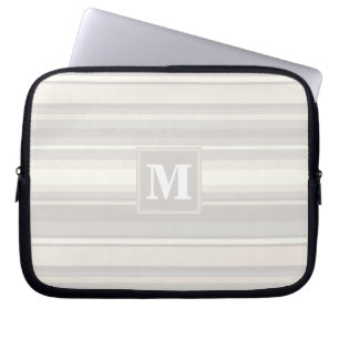 Protection Pour Ordinateur Portable Monogramme rayures beiges