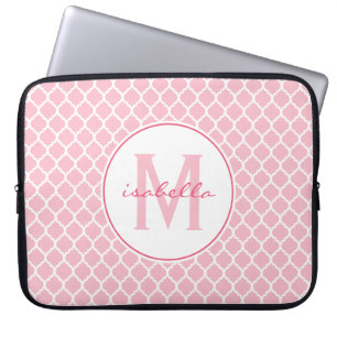 Protection Pour Ordinateur Portable Monogramme rose de Quatrefoil