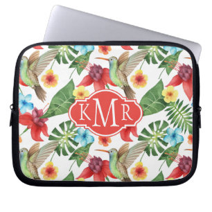 Protection Pour Ordinateur Portable Monogramme tropical du colibri