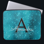 Protection Pour Ordinateur Portable Monogramme Turquoise Blue Sparkling Stars<br><div class="desc">Coque Monogramme Turquoise Blue Sparkle et Shimmer élégant. Ce coque peut être customisé pour inclure votre nom initial et prénom.</div>