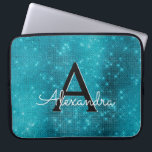Protection Pour Ordinateur Portable Monogramme Turquoise Blue Sparkling Stars<br><div class="desc">Coque Monogramme Turquoise Blue Sparkle et Shimmer élégant. Ce coque peut être customisé pour inclure votre nom initial et prénom.</div>