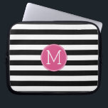 Protection Pour Ordinateur Portable Motif à rayures noir et blanc Monogramme rose chau<br><div class="desc">Un design audacieux et moderne avec un espace pour monogrammes. Si vous devez ajuster l'illustration ou modifier la police,  vous pouvez cliquer sur la zone personnaliser. Cela vous mènera à l'outil de conception où vous pouvez effectuer de nombreux changements.</div>