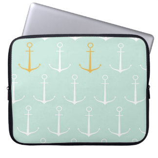 Protection Pour Ordinateur Portable Motif bleu girly de très bon goût d'ancre d'ancres