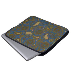 Protection Pour Ordinateur Portable Motif Brown terreux de Paisley sur le tissu bleu