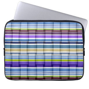 Protection Pour Ordinateur Portable Motif de bandes rétro bleu violet