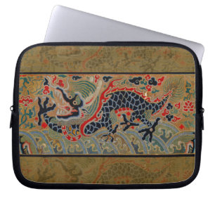 Protection Pour Ordinateur Portable Motif de broderie en soie de dragon chinois antiqu