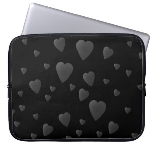 Protection Pour Ordinateur Portable Motif de coeurs d'amour dans noir et le gris