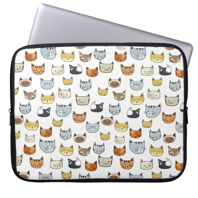 Protection Pour Ordinateur Portable Motif de Doodle visage de chat (Devant)