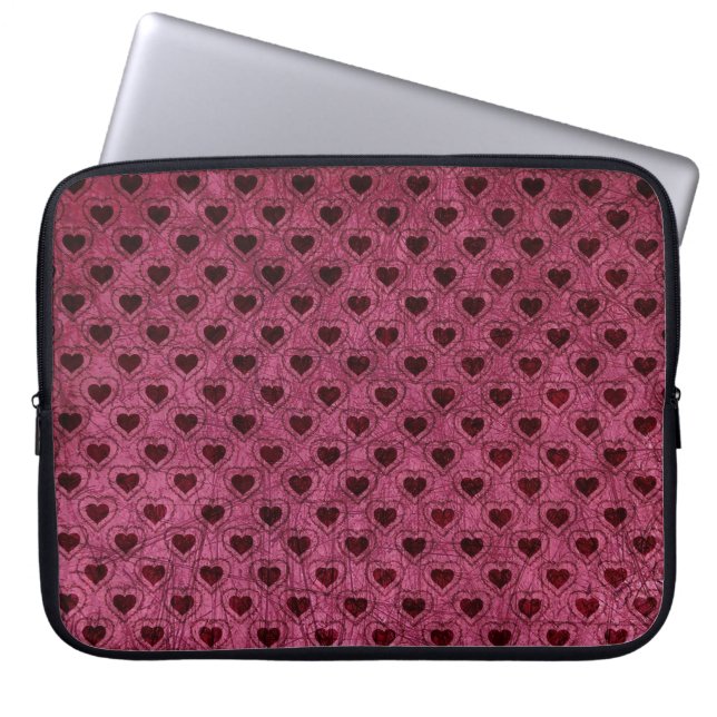 Protection Pour Ordinateur Portable Motif de Grunge de Coeurs Sombres (Devant)