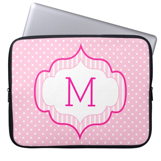 Protection Pour Ordinateur Portable Motif de point fait sur commande rose Girly de (Devant)